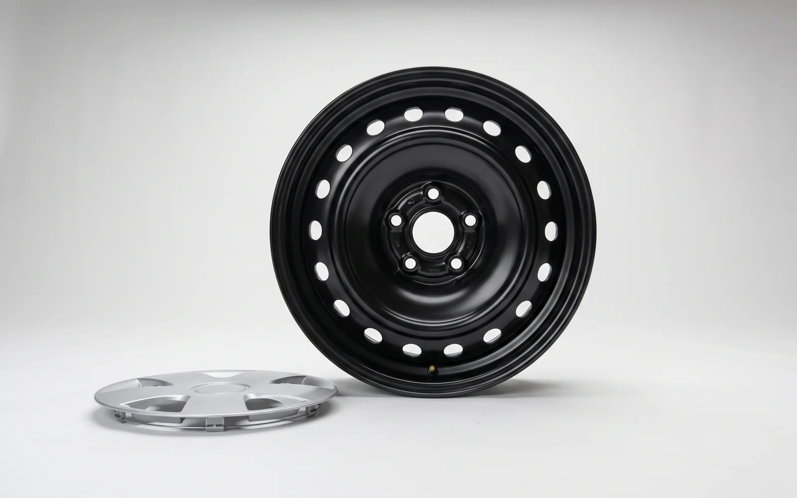 A plain black steel wheel